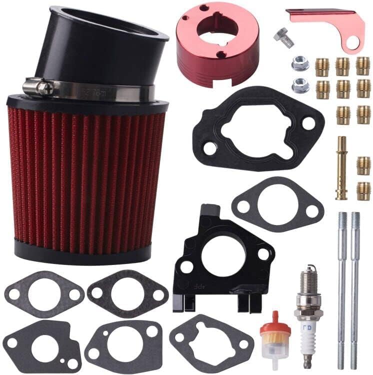 MRELC Air Filter Adapter Jet Kit for Predator 301cc 420cc 11hp 13hp 15hp GX340 GX390 389cc Stage 1 Mini Bike Parts Go Kart Golf Cart Lawnmower Water Pump Pressure Washer Generator OHV Engine (Red) - Image 2
